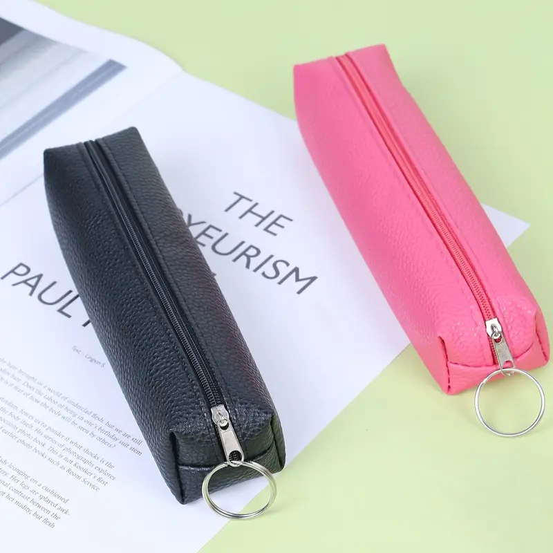 Solid Color Leather Simple Multipurpose Student Stationery - Temu