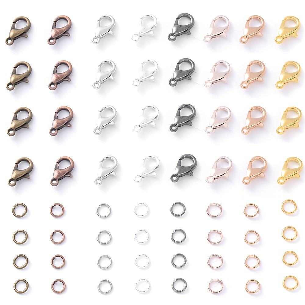 1000PCS Open Jump Rings with 40PCS 12mm Lobster Clasps for Jewelry