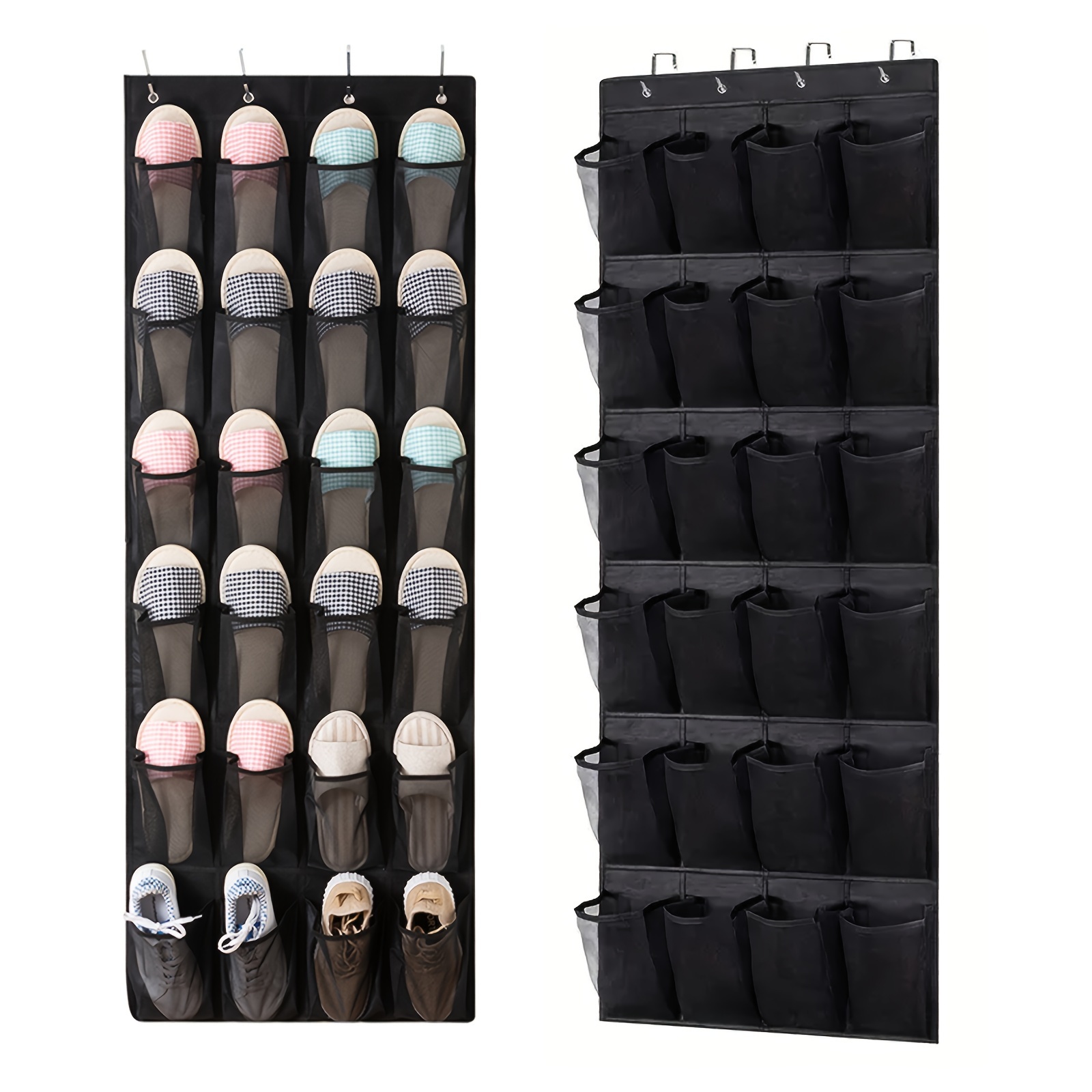Organizador de zapatos para colgar sobre la puerta, color rosa, con 35  bolsillos de malla duraderos, organizador de almacenamiento para zapatos,  para