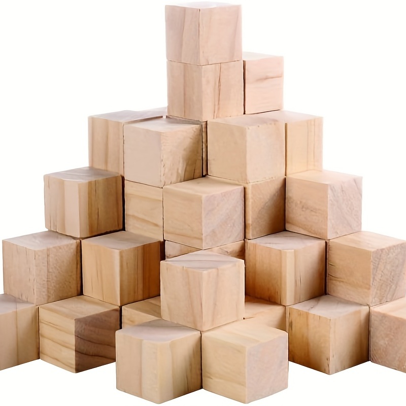 Cubos de madera de 1 1/2 pulgada. Bloques cuadrados de madera para bloques  de fotos, manualidades y proyectos de bricolaje (1-1/2 pulgada), por