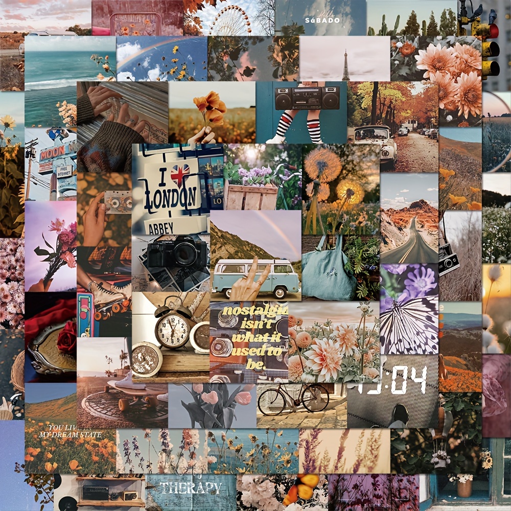 56 Sheets Beautiful Vintage Landscape Ins Stickers Scrapbooking Water Cup Laptop Stickers