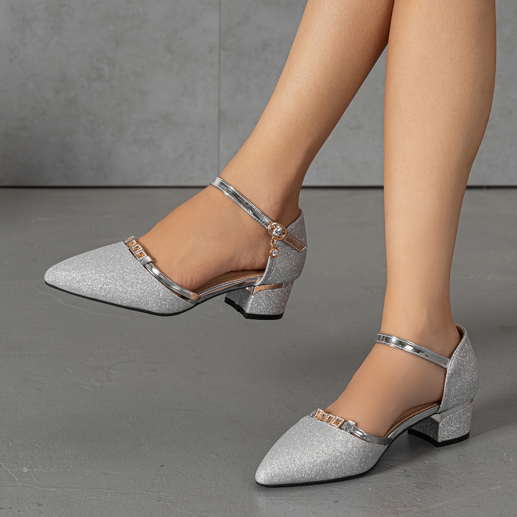 Women's Glitter D'orsay High Heels Cross Ankle Strap - Temu Canada