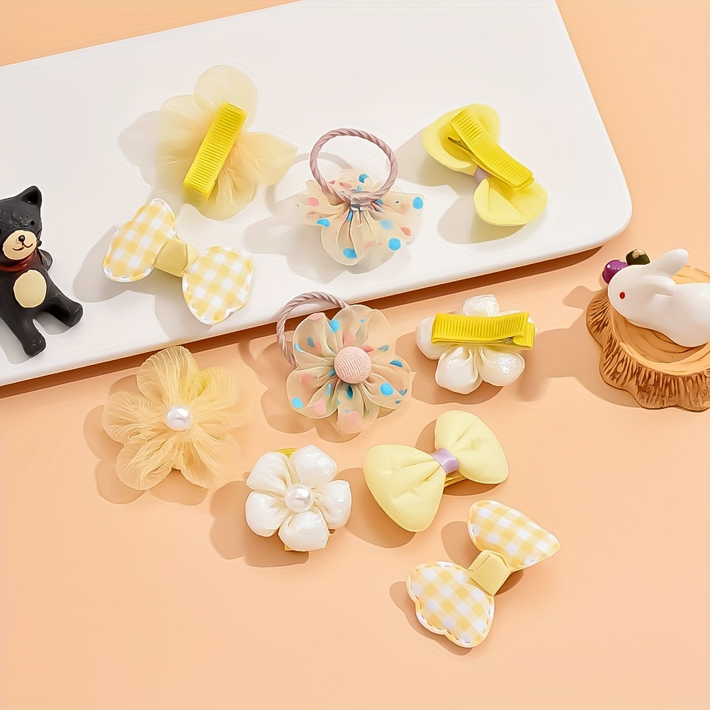 10pcs/1 Sets Cute Bow Hair Accessories for Flower Modeling Hair Clips Hairpin for Daily & Casual Wear All-Season