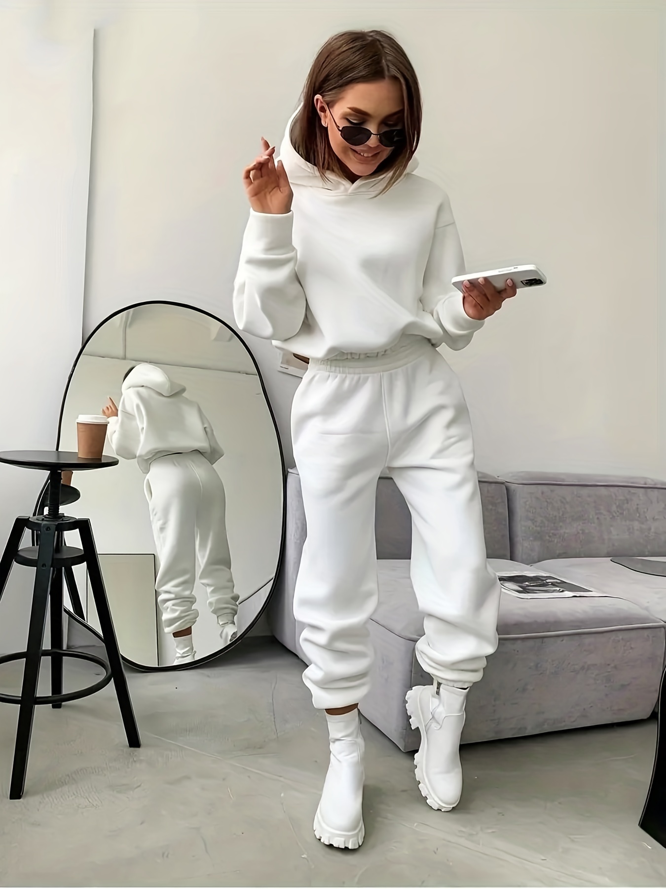  Sweatshirt and Sweatpants Set Women Trousers Sweatershirt Solid  Long Sleeved Hoodie Sports Suit Sport Trouser (Beige, S) : Clothing, Shoes  & Jewelry