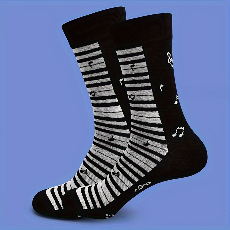1 Pair Unisex Novelty Trendy Fashion Piano Key Pattern Warm Mid-calf Socks