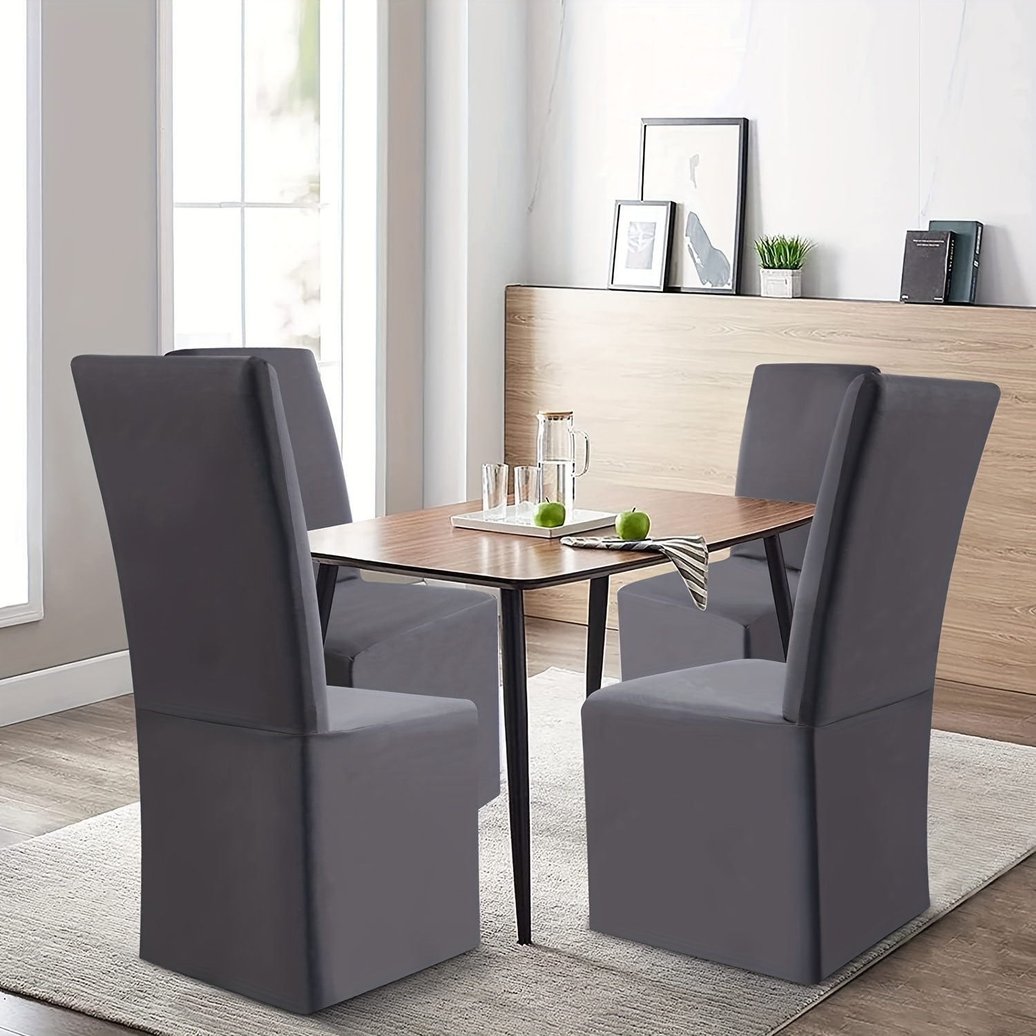 Waterproof Long Dining Chair Covers Soft Stretch Dining Chair Slipcovers