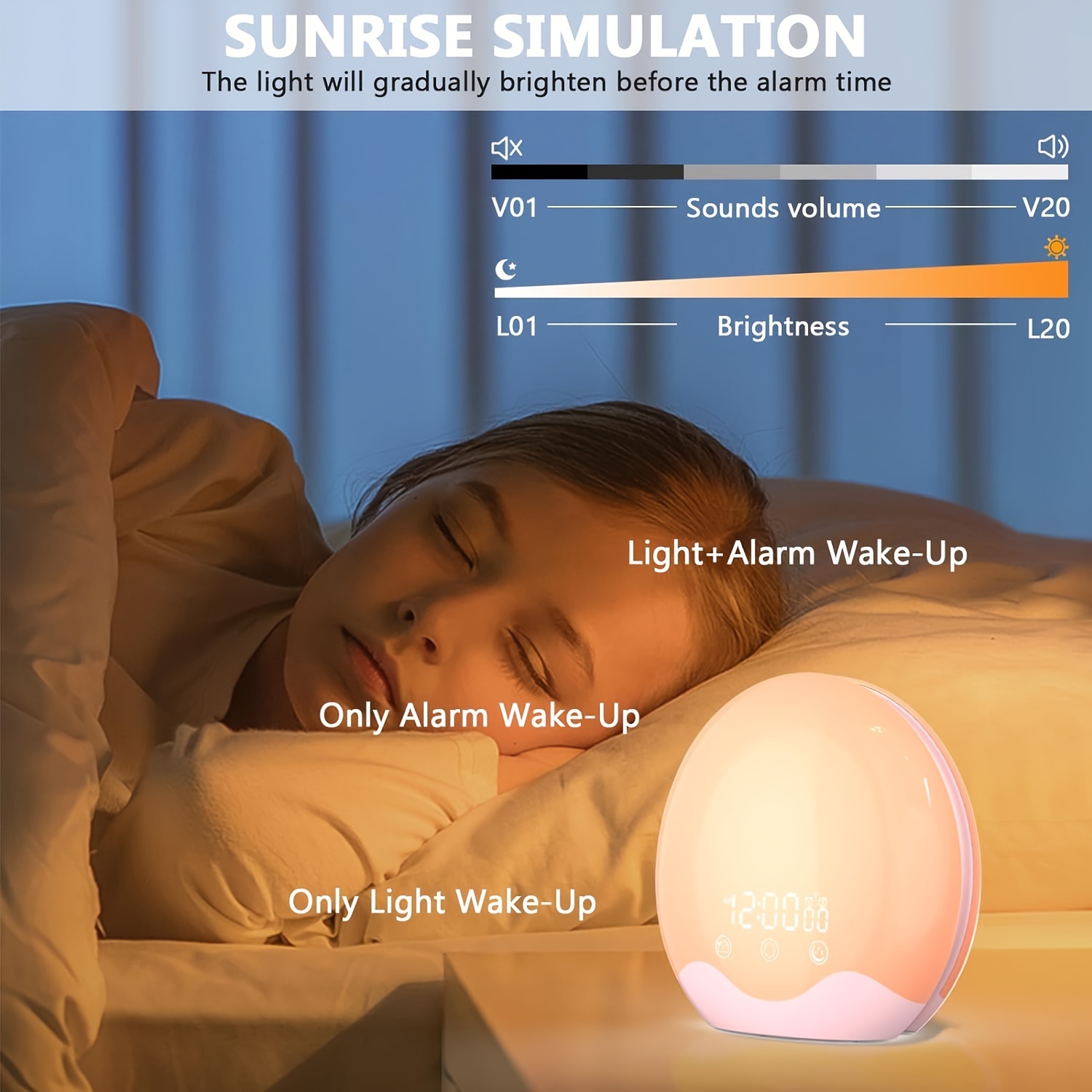 Wake Light Touch Screen Double sided Lighting Sunrise Alarm - Temu