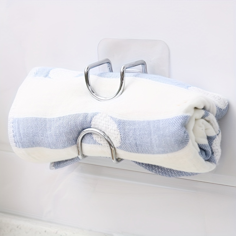 4pcs Stainless Steel Adhesive Hook Bathroom Wall Towel Basin Kitchen Storage Rac