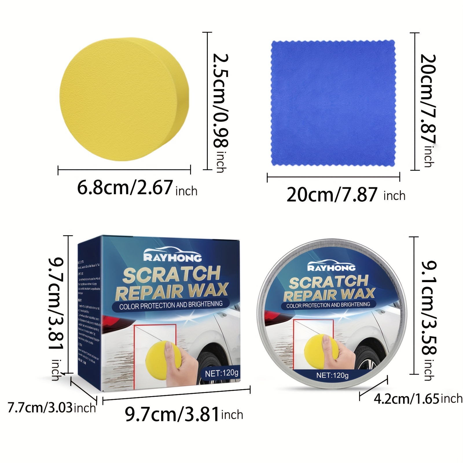 1/2 Bottle Car Scratch Repair Wax With Sponge And Towel For - Temu