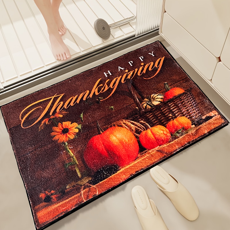 Fall Pumpkin Print Floor Mat Thanksgiving Harvest Kitchen - Temu