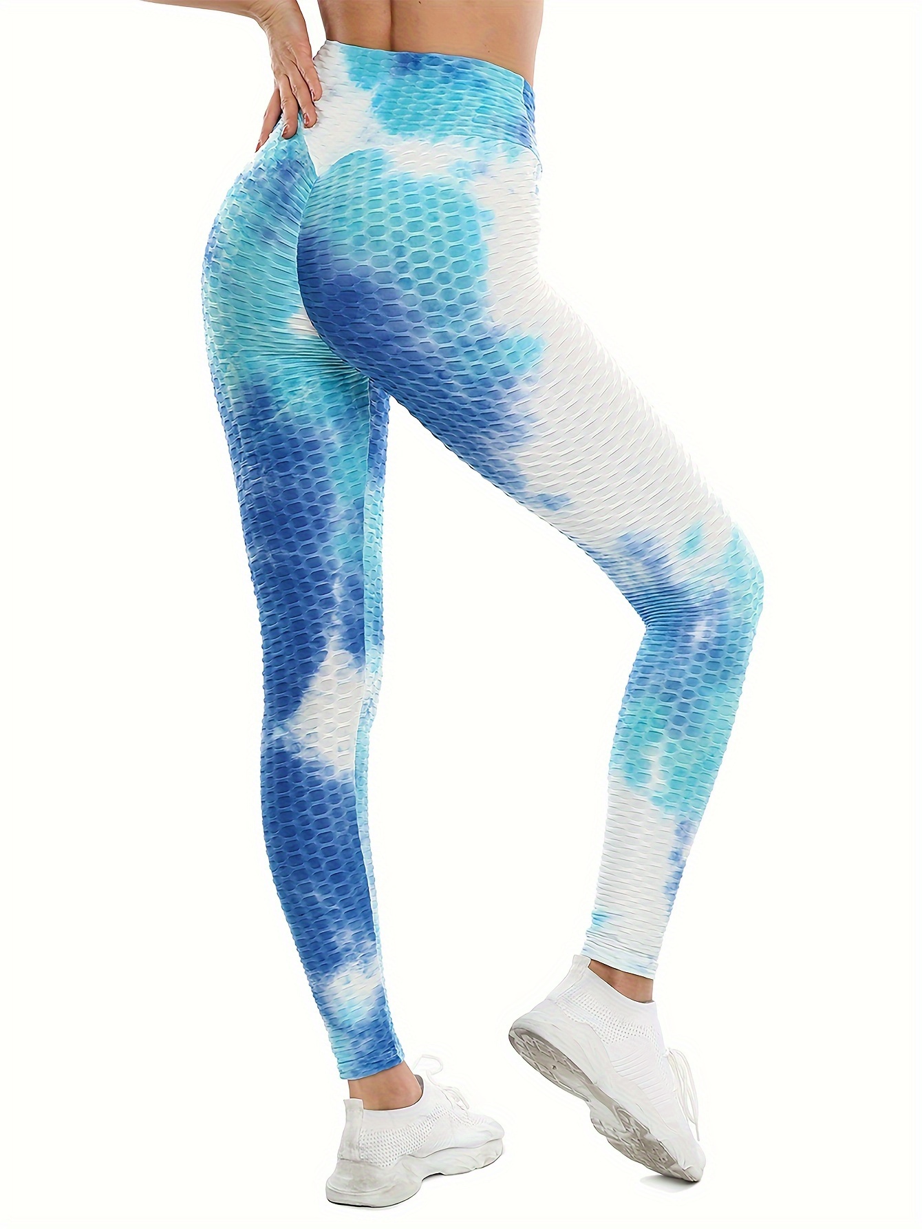 Girl′ S Ink Tie-Dye Honeycomb High-Stretch Yoga Pants Push up