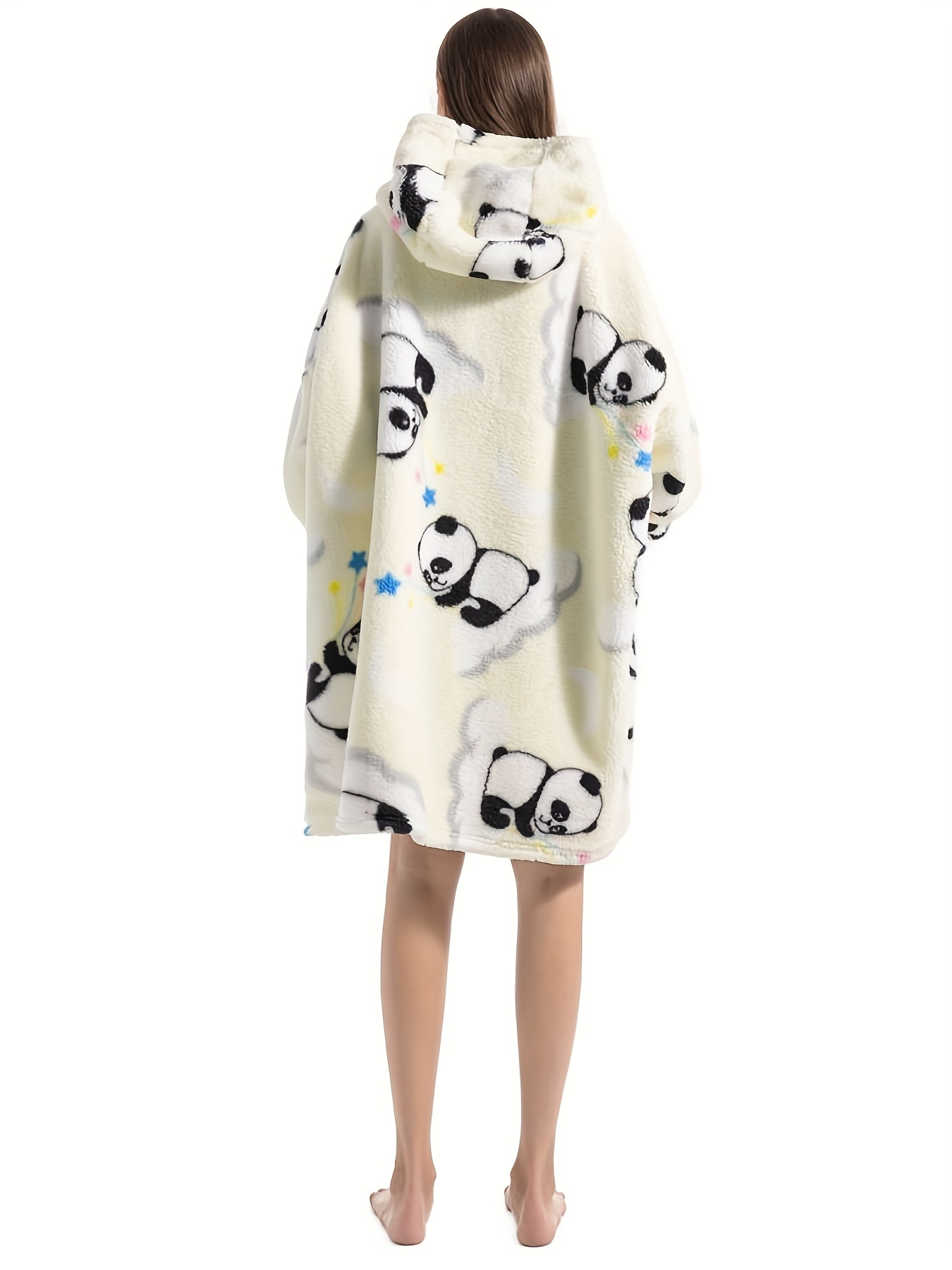Sloth Pattern Fleece Hooded Wearable Blanket