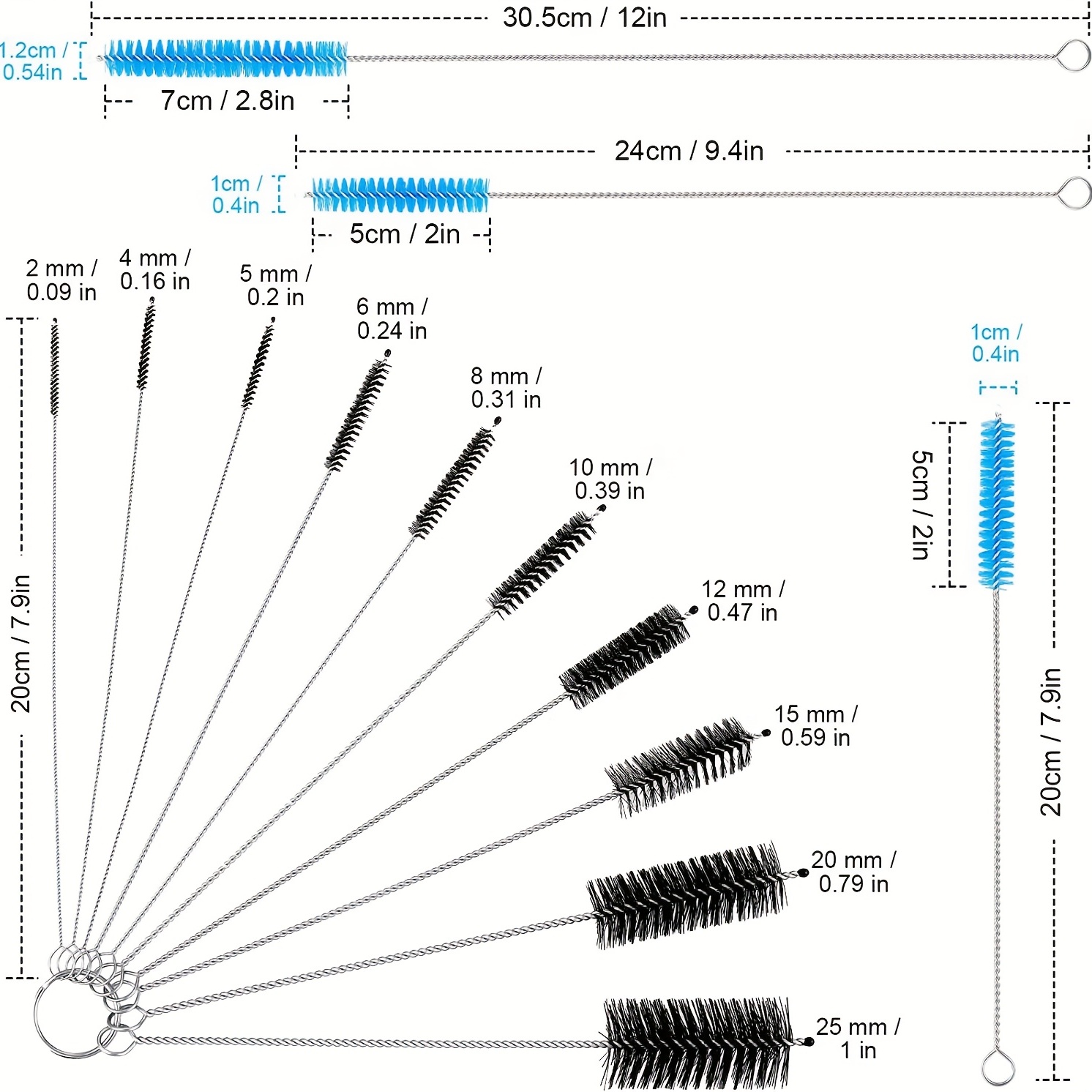 Reusable Straw Cleaning Brush - 12mm