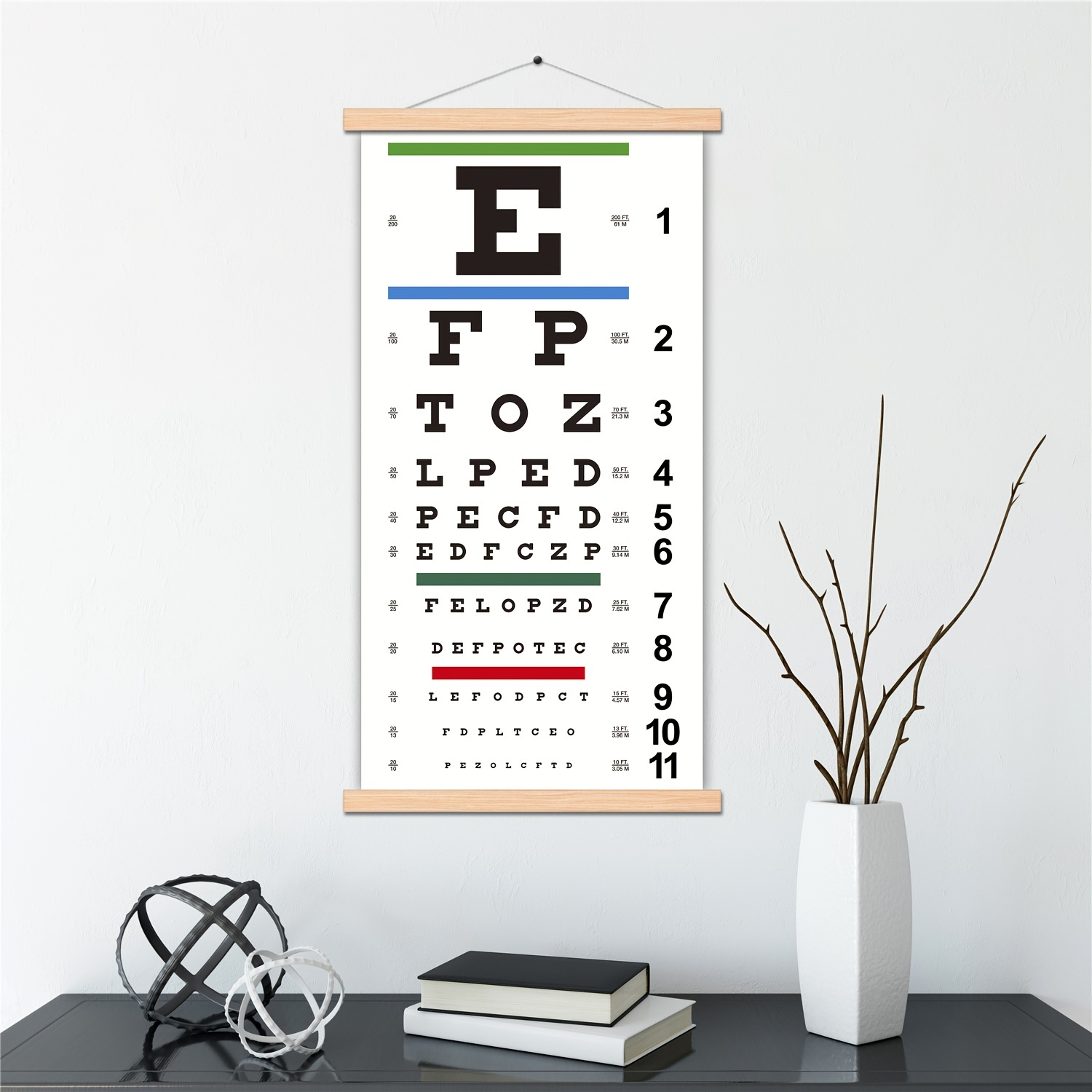 Eye Chart, Snellen Eye Chart, Canvas Wall Chart Non-Reflective