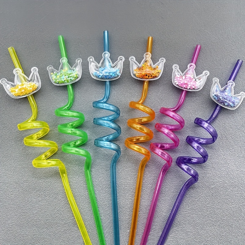 10pcs Reusable Drinking Straws Novelty Dinosaur Party Straws Curly Hard Plastic  Straws Kids Birthday Party Decorations