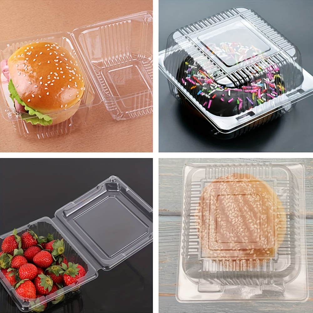  70 Clear Plastic Containers, 8 X 8 X 3 Hinged Lid Togo  Containers for Food  Clamshell Food Containers for Strawberry Boxes,  Bakery Supplies, Cake, Cookie, Dessert, Salad Containers, Treat Boxes