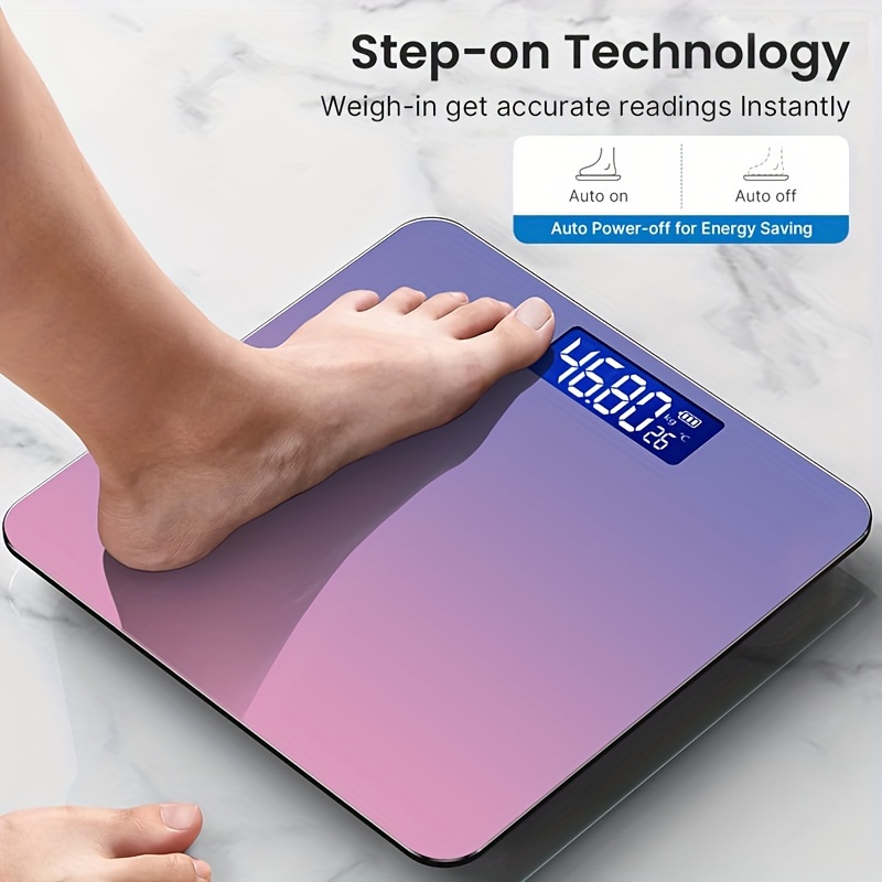 Digital Bathroom Scale With Temperature, Highly Accurate Body Weight Scale  With Lighted Lcd Display, Round Corner Design, - Temu