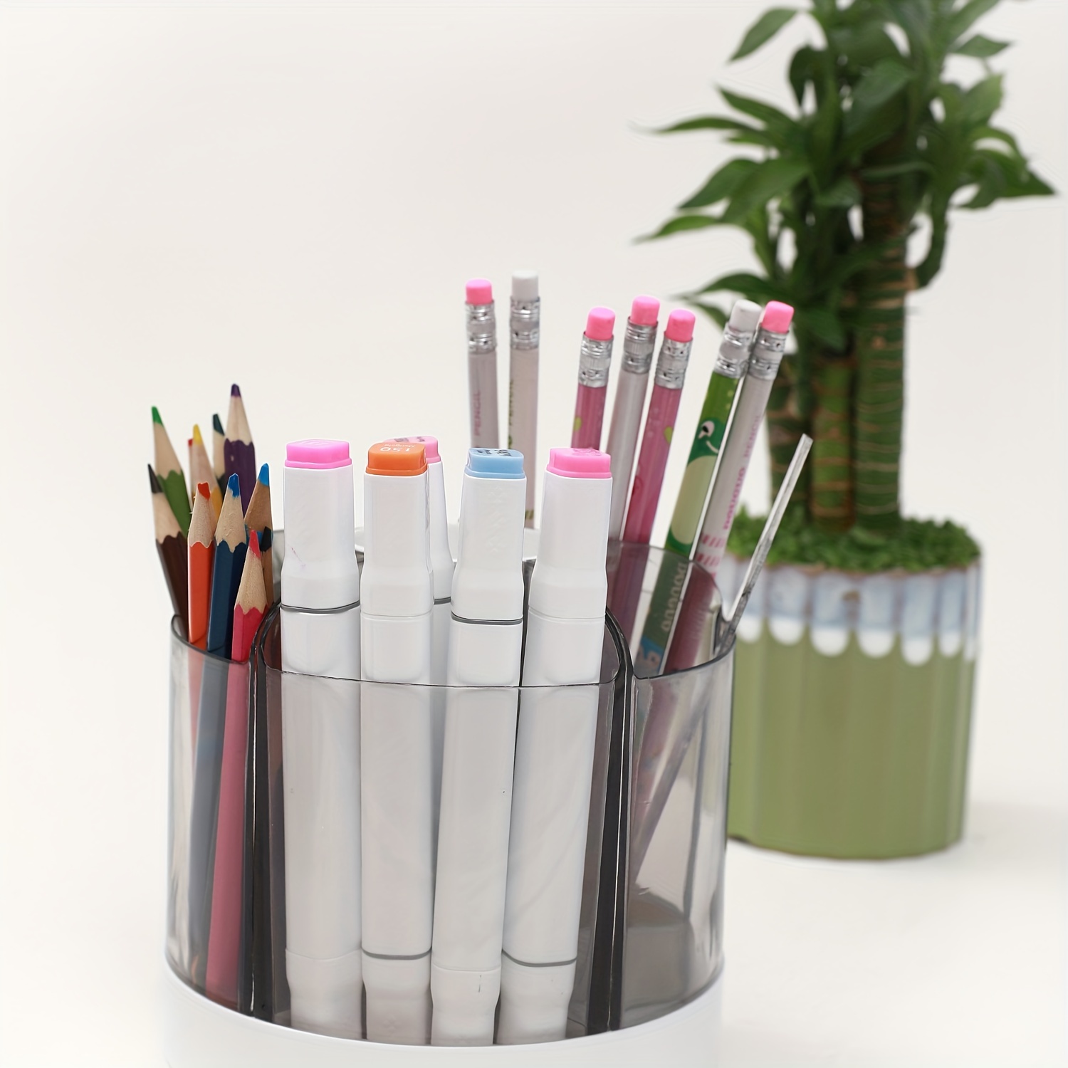 Organizador de escritorio, soporte para lápices, soporte multifuncional  para bolígrafos, organizadores de maquillaje y almacenamiento, suministros  de