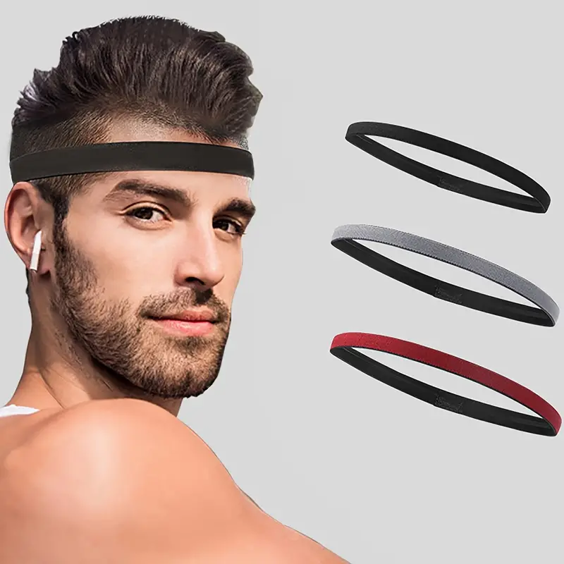3pcs Fashion Simple Mens Non Slip Hairband Elastic Outdoor Sports Headband, Today's Best Daily Deals