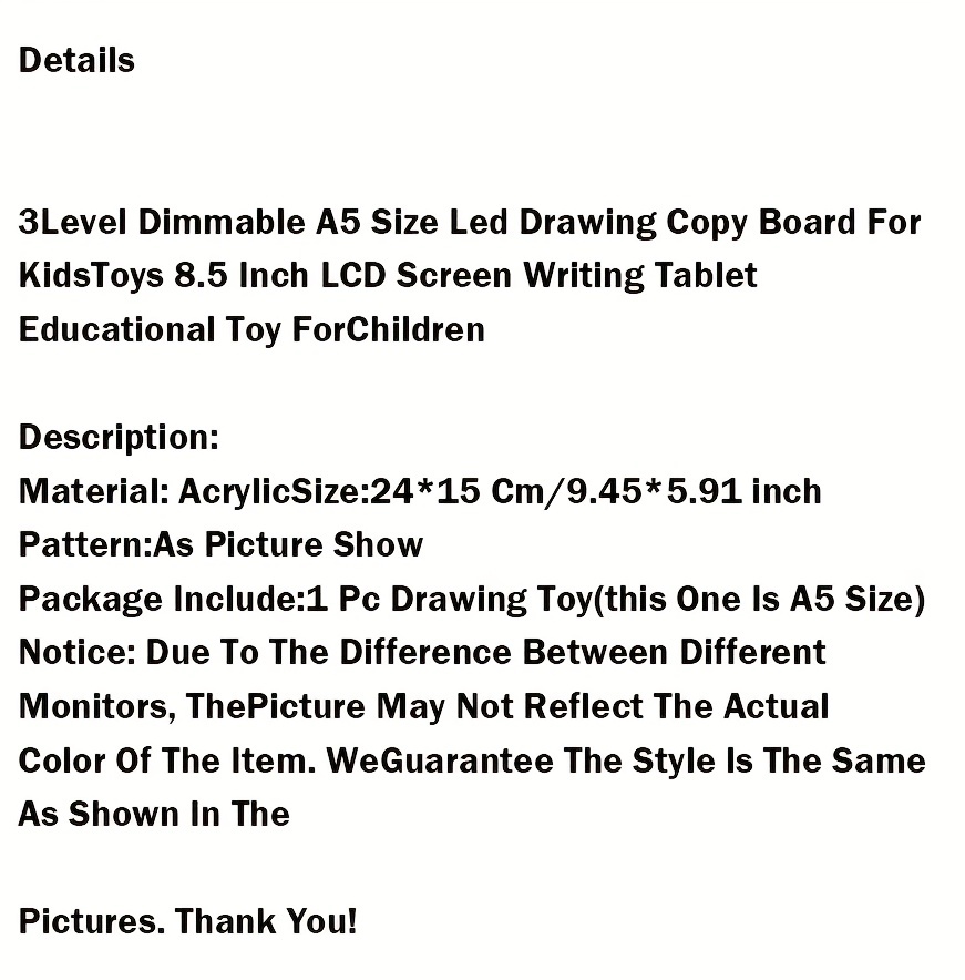 Led Drawing Copy Board Kids Toy 3 Level Dimmable Painting - Temu