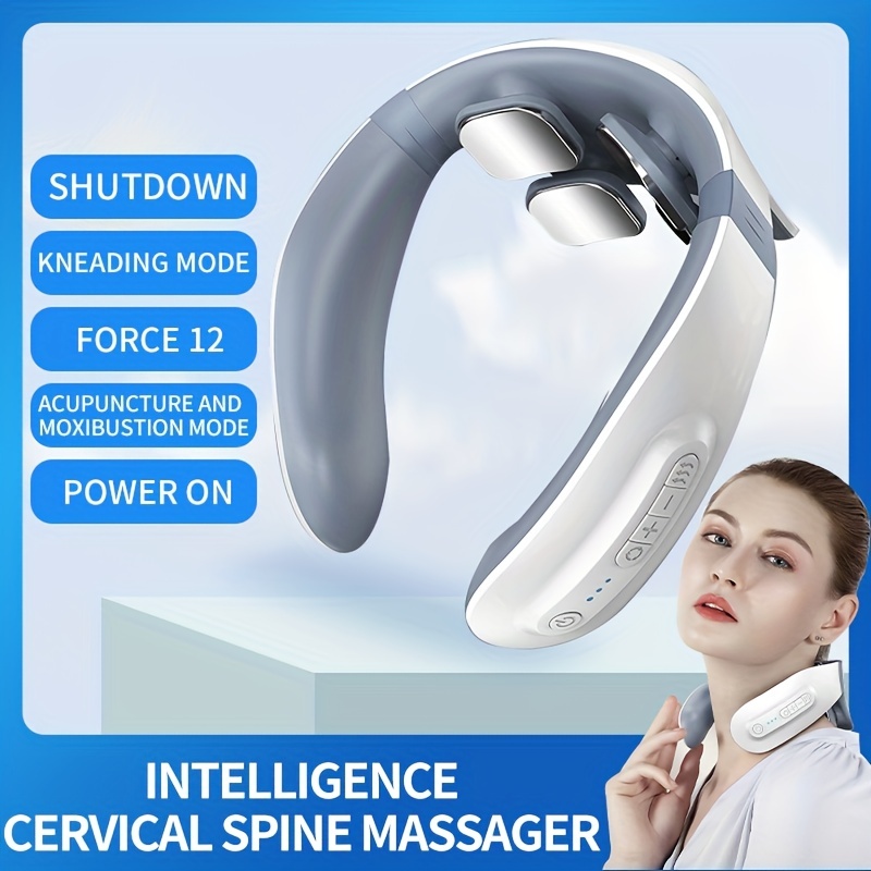 Neck Massager with Heat Cordless Deep Tissue Neck Massager for Pain Relief Portable Electric Pulse Shoulder Massager with 12 Levels Smart Heated Neck