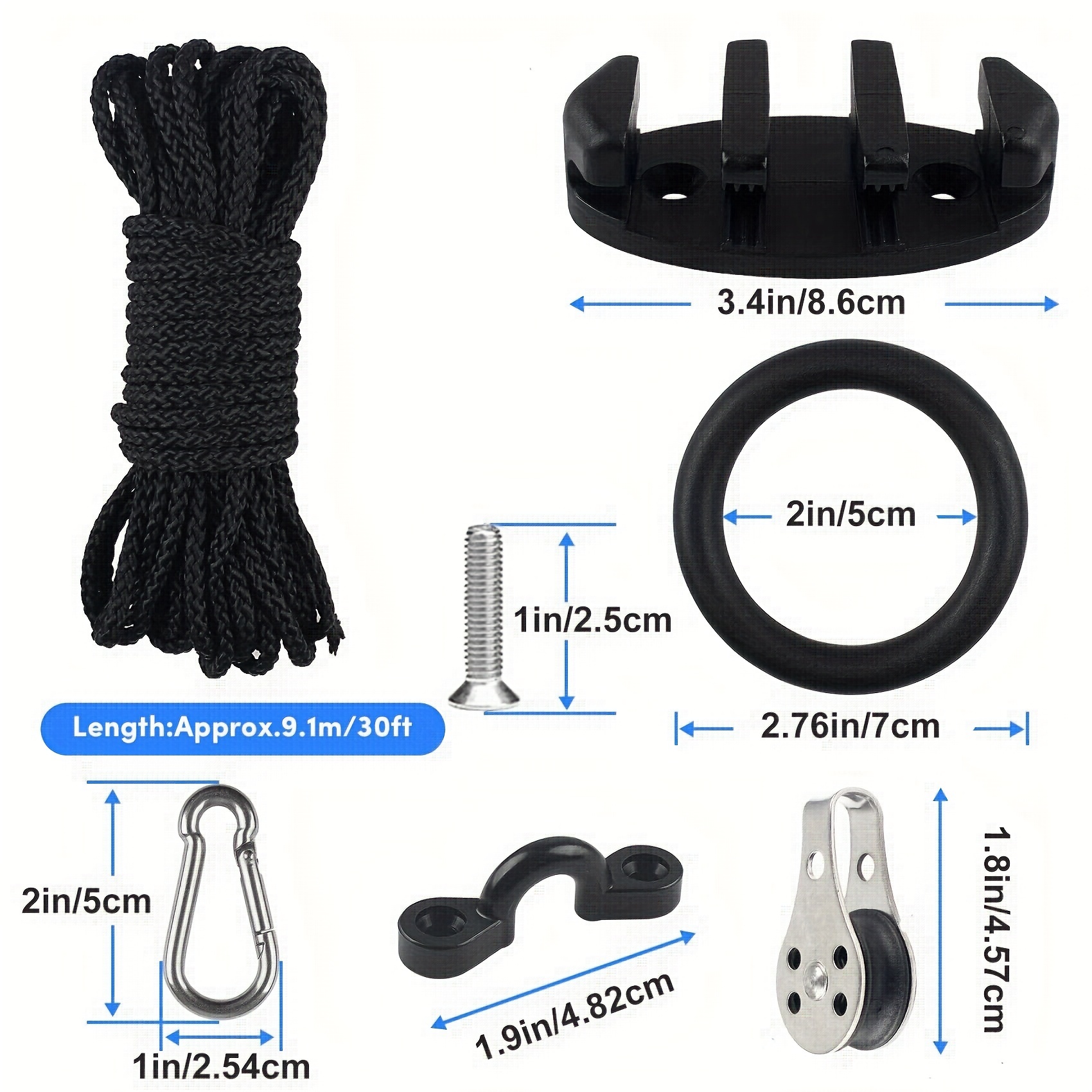 Marine Boats Rope Guide Swivel Anchor Lock Anchor Reel Lock Kayak Canoe  Side Ceiling Mount Rope Roller Lift Pulley Locking Kits
