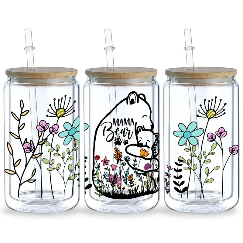 Uv Dtf Cup Wrap Cute Animals Transfer Stickers For Glass - Temu