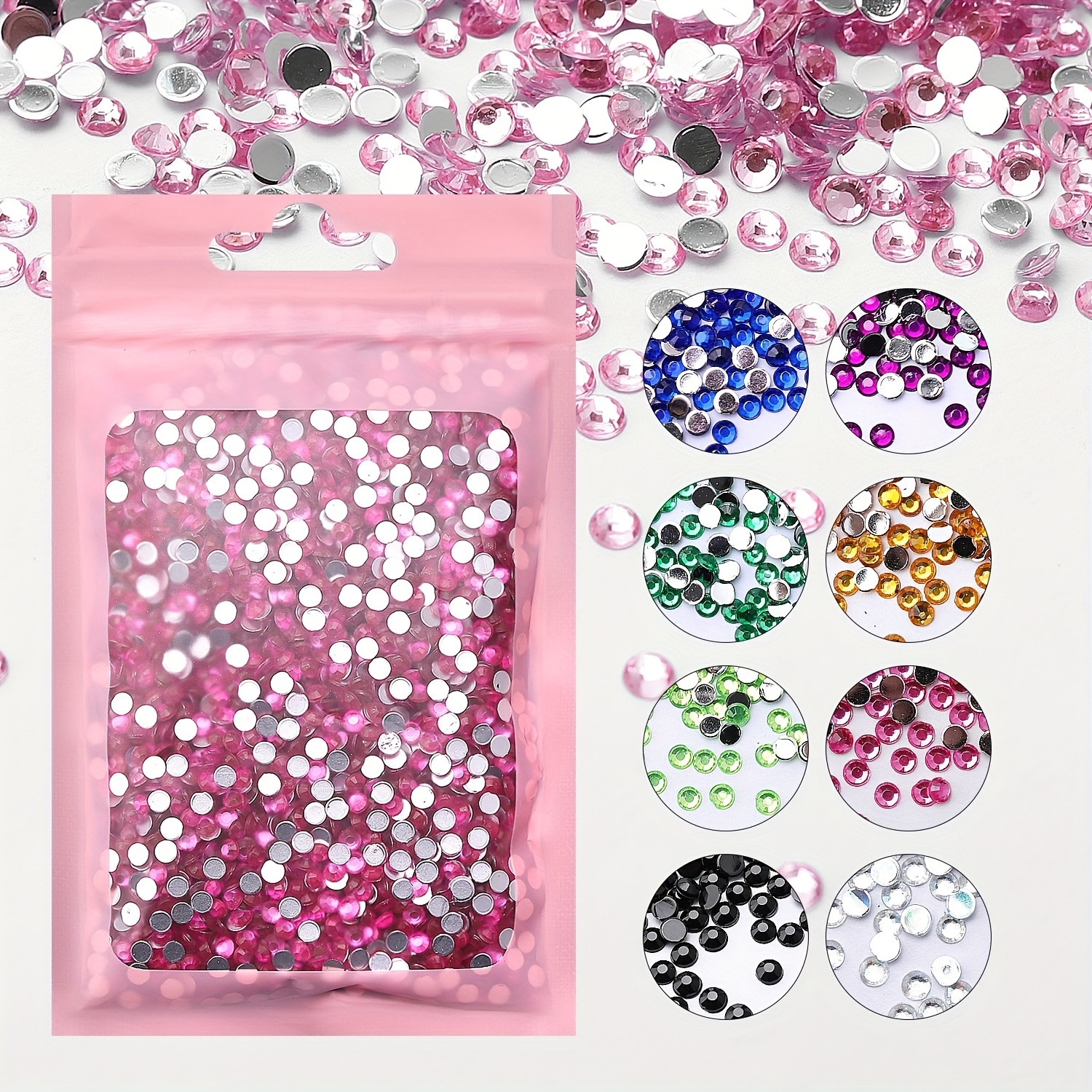 Lifextol Rhinestones for Crafting Chunky Glitter for Crafts and Rhinestones  with Tweezers 4Set Fine Glitter with 4set Rhinestones Crafts,NailSetA