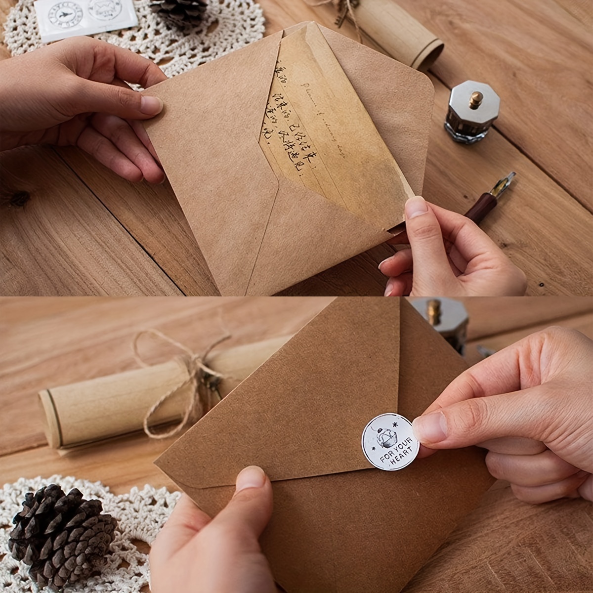 Kraft Paper Invitation Envelopes 4x6 for Wedding, Baby Shower, A6 V-Flap  Brown Envelopes for Thank You Cards (50 Pack)