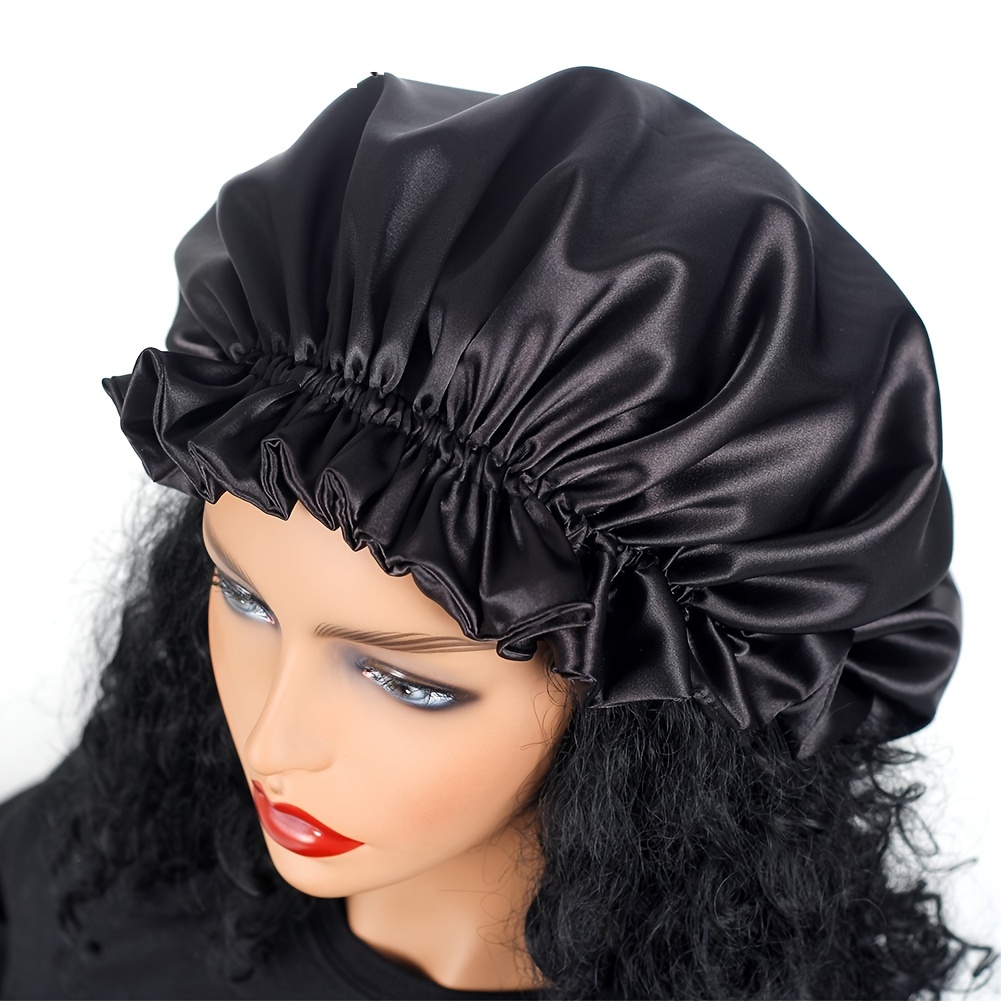 Satin Bonnet For Women Hair Bonnet For Sleeping Large Double Layer Silk  Sleep Cap With Wide_h