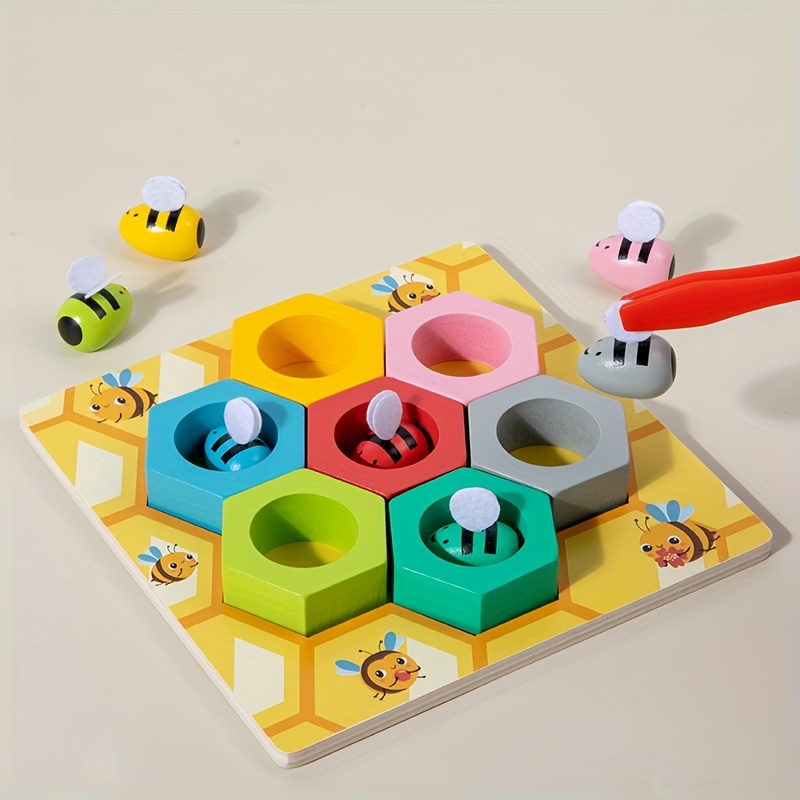Kids Wooden Honeycomb Toy Montessori Recognition Teaching Aid