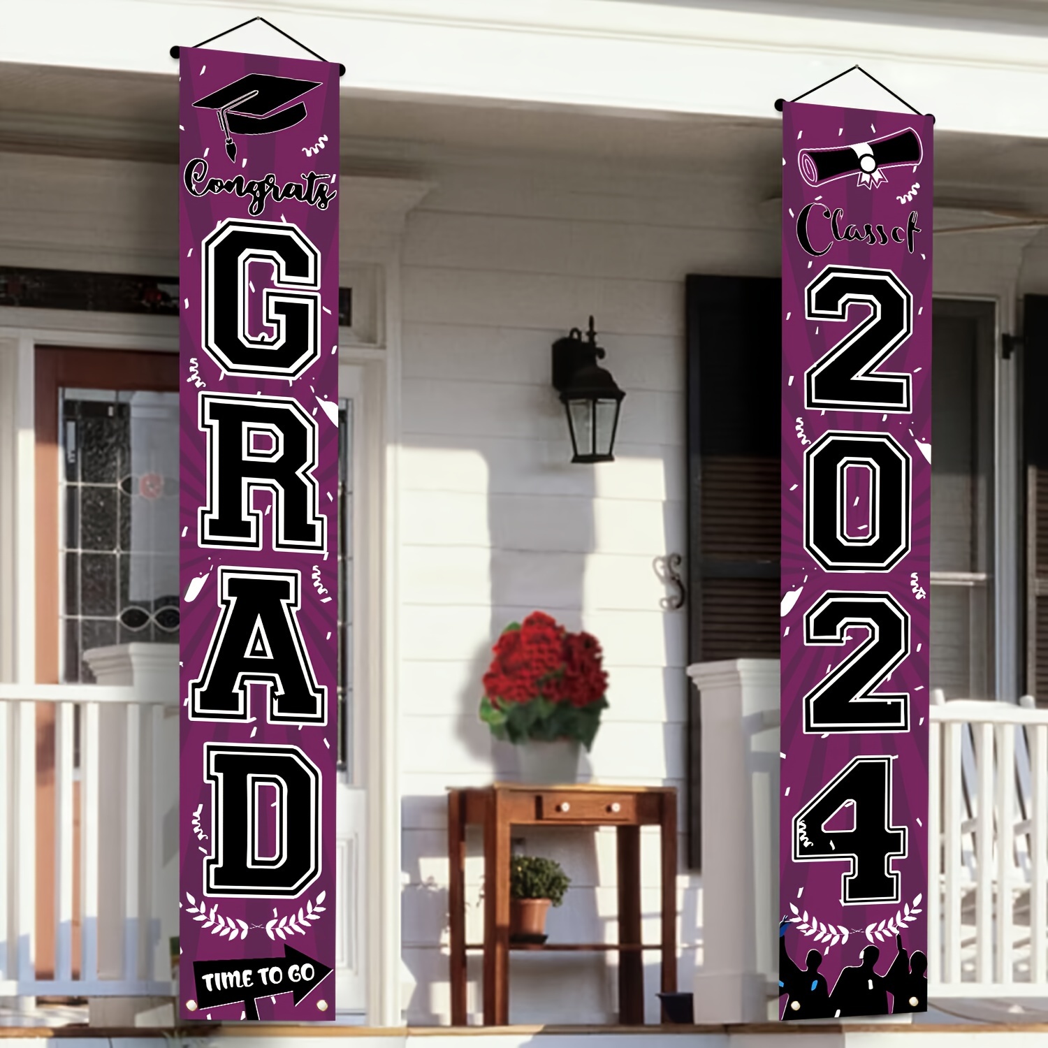 Graduation Decorations Class of 2024 Purple and Gold Graduation Decorations 2024 Graduation Party Decorations 2024 Congrats Grad Banner Backdrop