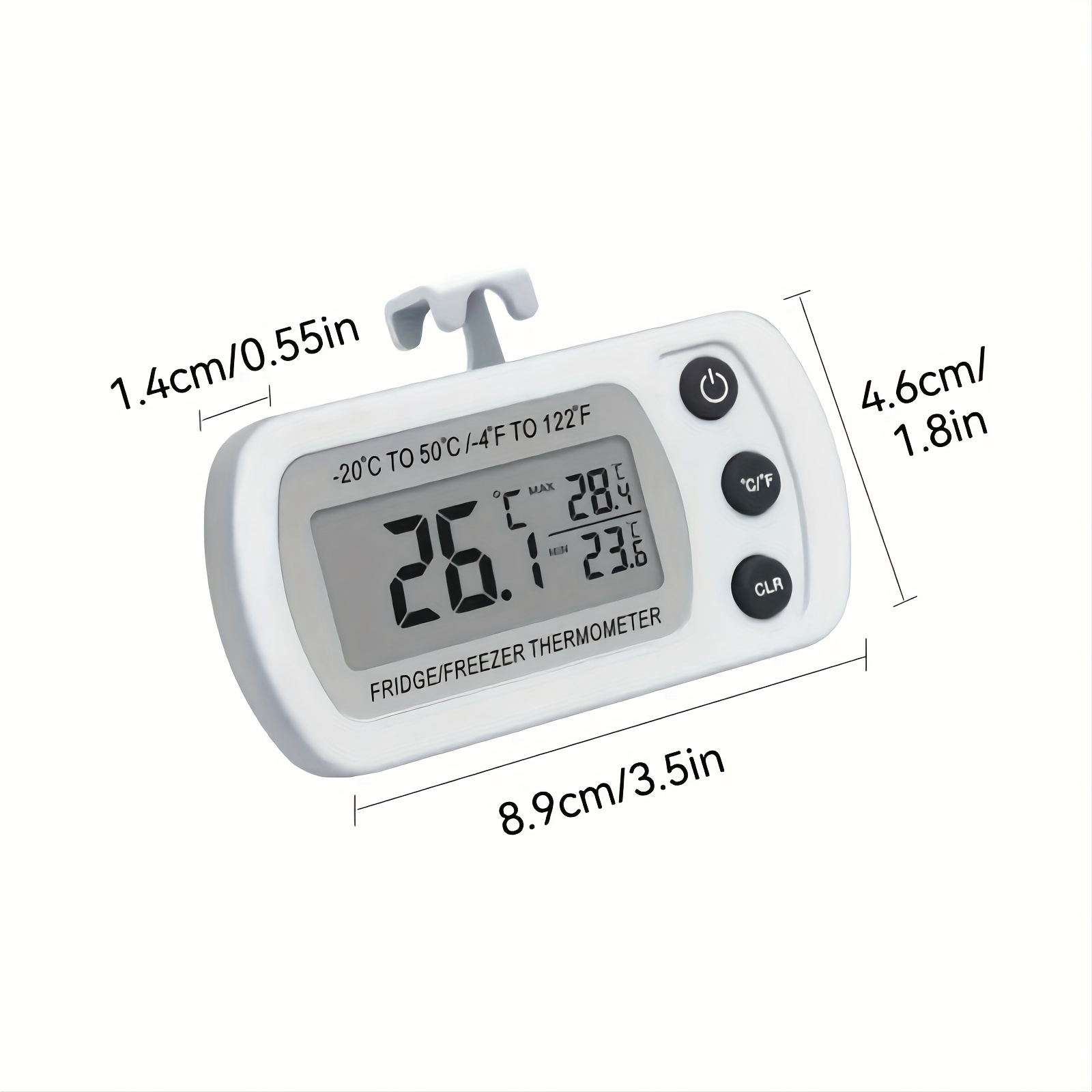 Waterproof Refrigerator Fridge Thermometer Digital Freezer Room Thermometer Max/Min Record Function Large LCD Screen and Magnetic Back for Kitchen