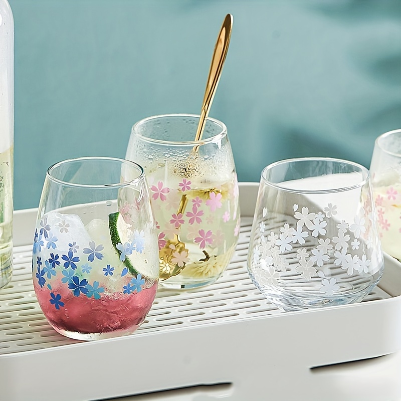 1pc, Color Changing Glass Cup, Sakura Flower Pattern Water Cup, Cherry  Coffee Cups, Drinking Glasses For Juice, Milk, Tea, And More, Summer Wi