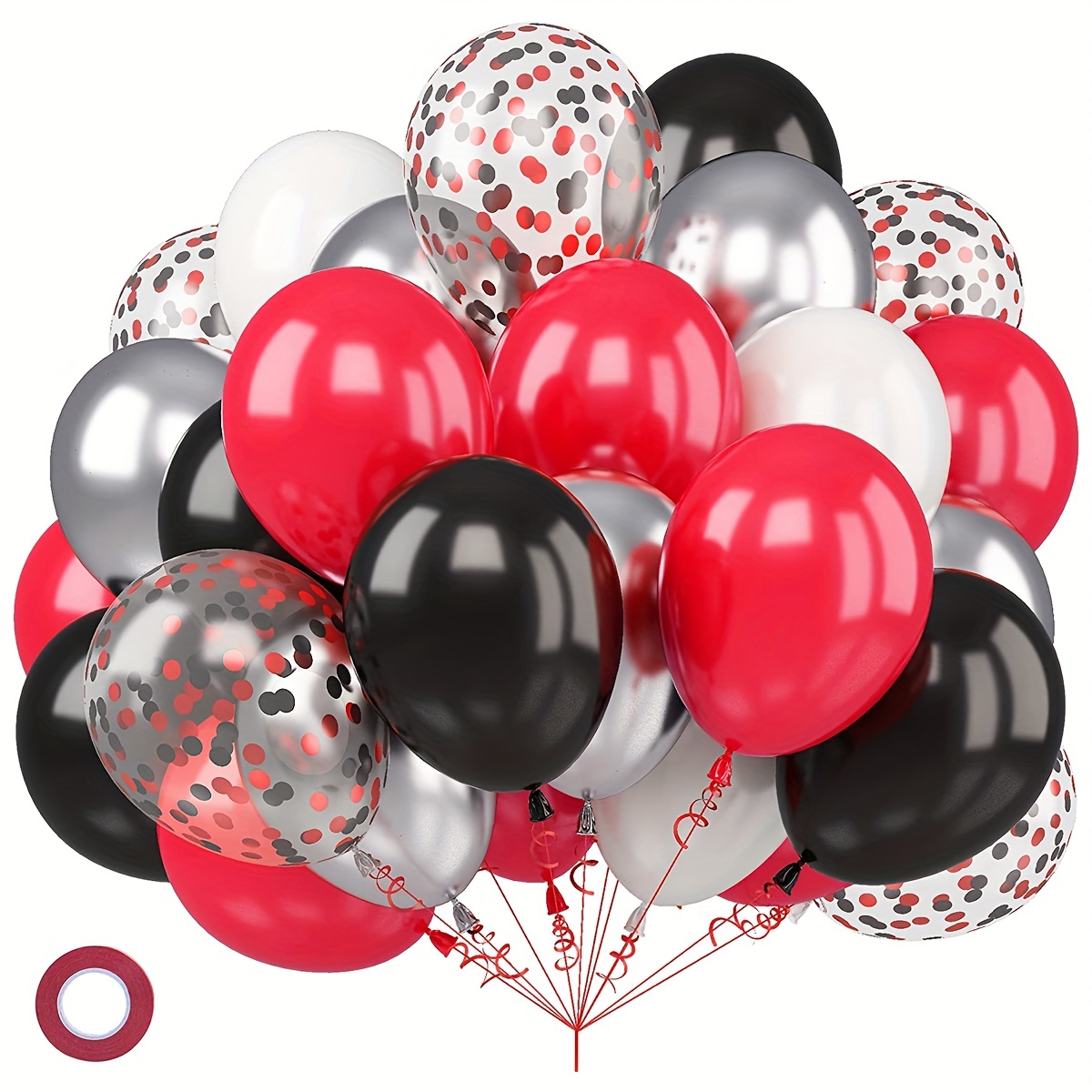 Black Red White Confetti Latex Balloons Black White Red - Temu