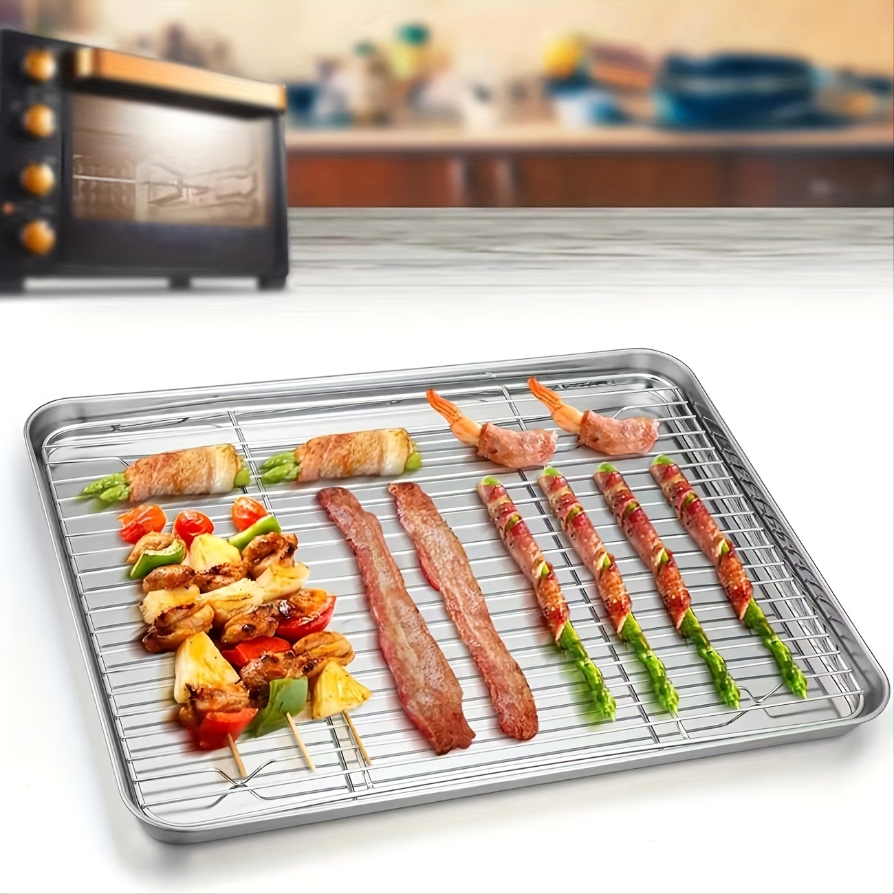 Aluminum Baking Sheet with Stainless Steel Cooling Rack Set