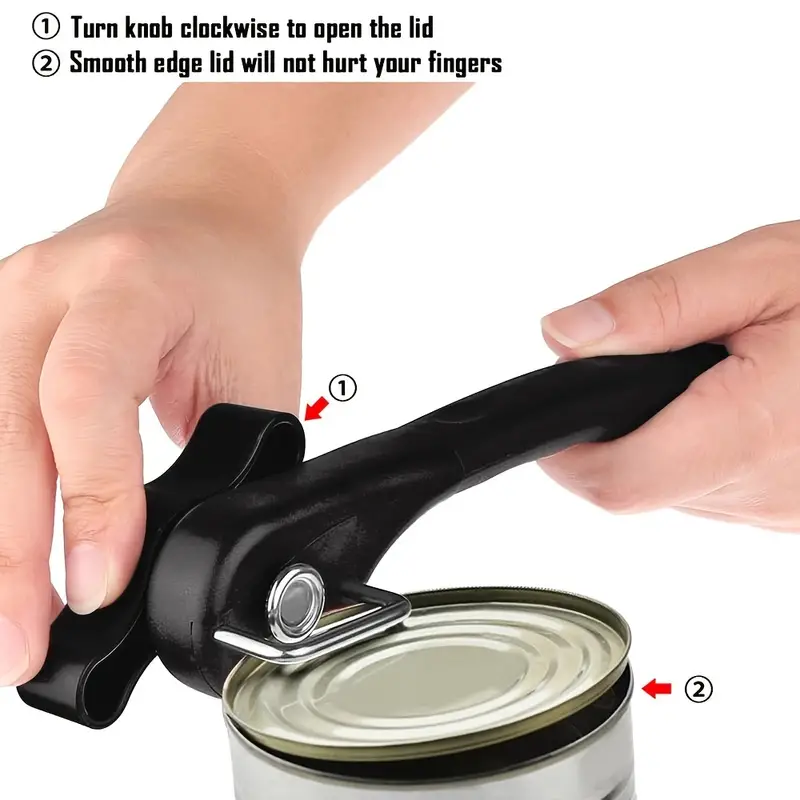 1pc Can Openers Can Opener Cut Easy Grip Manual Opener Knife For Cans Lid  Plastic Professional Kitchen Tool Safety Hand-actuated Side