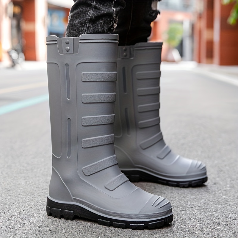 Outdoor Waterproof Four Seasons Boots, Men's Ankle-High Non-Slip Fishing High Top Plastic Rain Colors Boots With,Men Rubber Boots,Temu