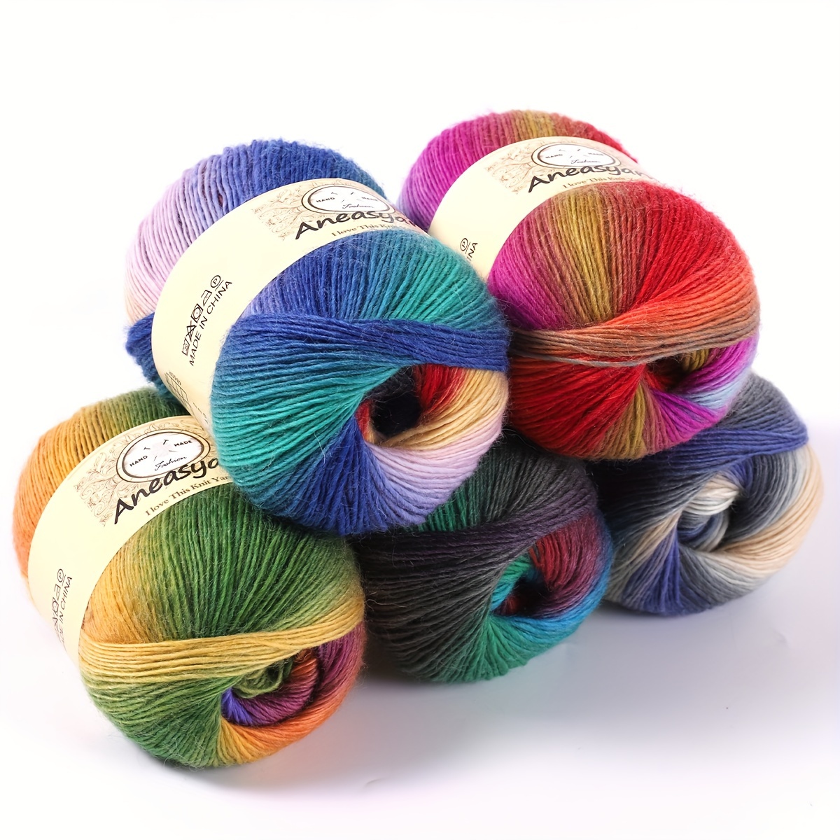 3pcsx100g Crochet Blended Yarn Rainbow Line Knitting Threads Lanas Cashmere  Yarn