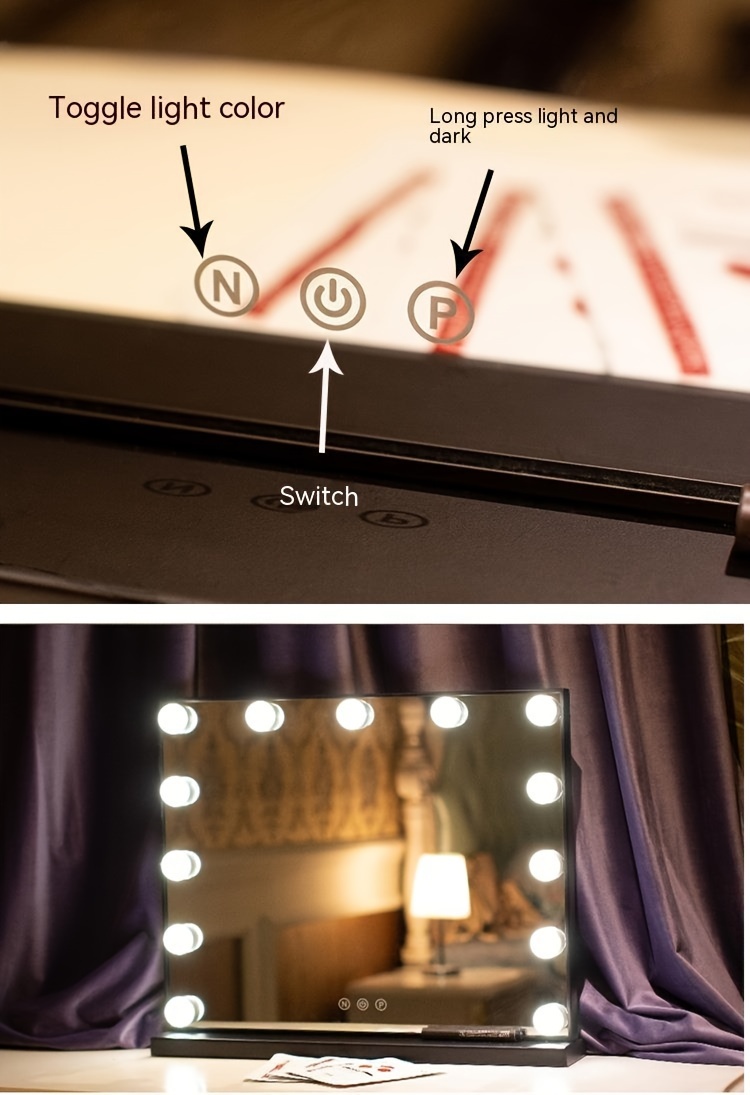 Specchio da toeletta con Luce, Specchio LED Rotondo Girevole a 360°, Touch  Screen Specchio da Toeletta, per Trucco, Cura del Viso, Cornice Nera (Color  : Black, Size : 50cm-19.5inch) (Black 40cm) 