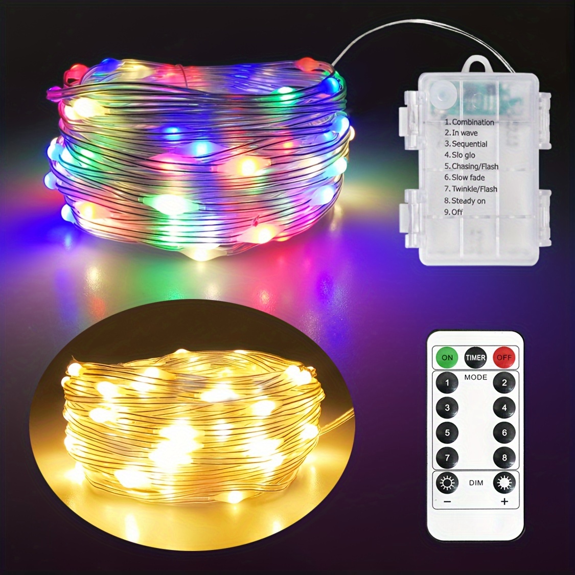 Guirnalda de luces LED que funcionan con pilas, paquete de 6; cadena de 30  luces LED de 9.8 pies, impermeables, de alambre para tarros de masón