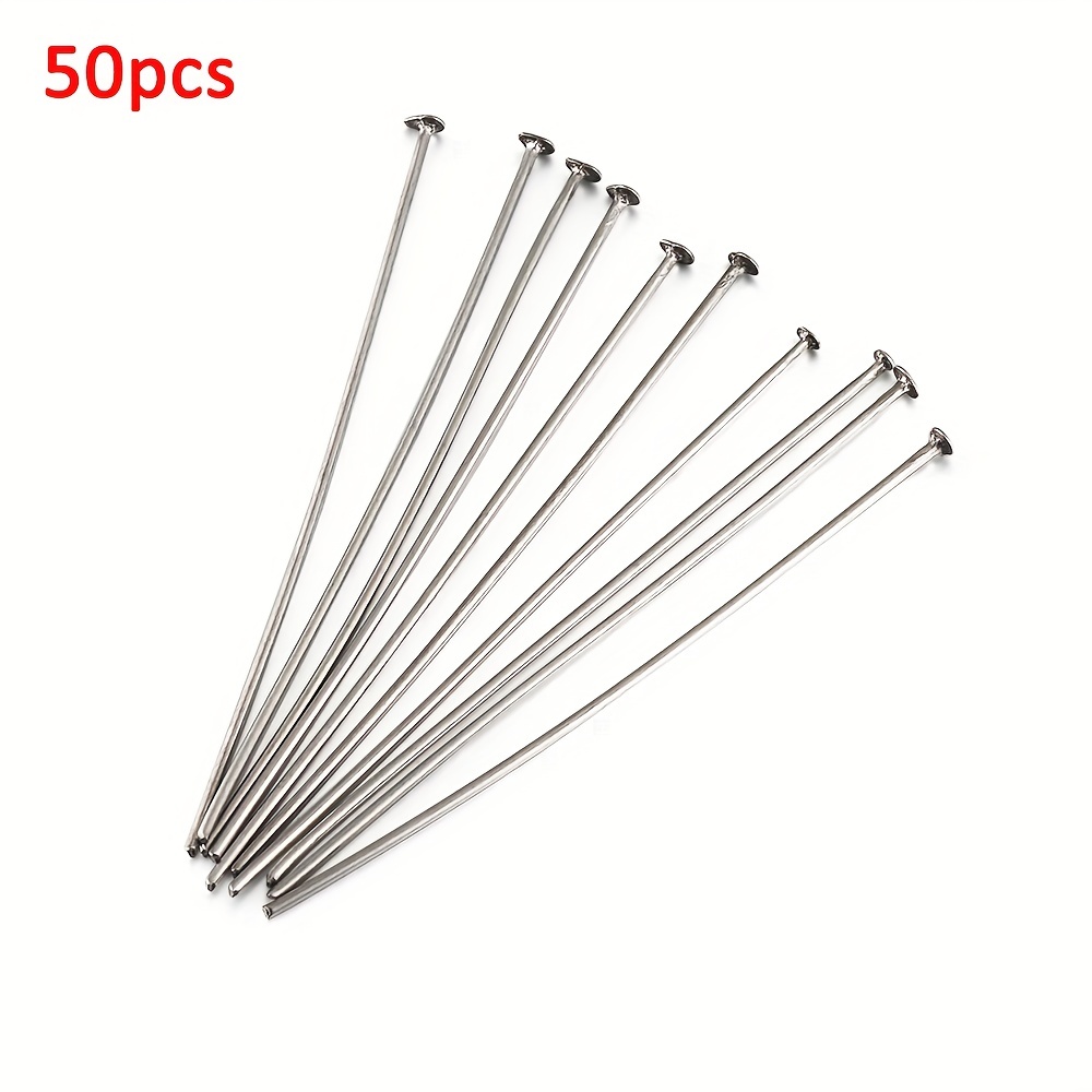 MECCANIXITY 150Pcs Flat Head Pins for Jewelry Making 40mm Brass Flat Head  Pins Jewelry Head Pins for Craft Earring Bracelet Necklace Pendant Supplies