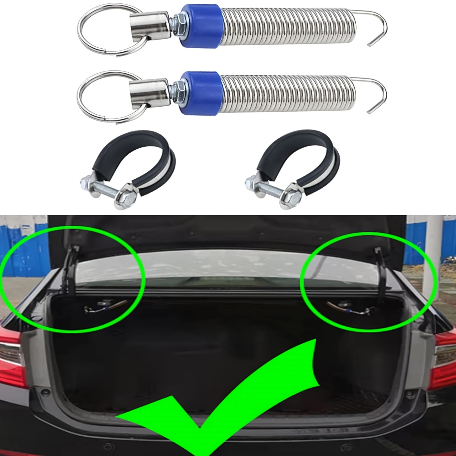 2pcs Car Trunk Lid Spring, Adjustable Universal Trunk Spring Lifting  Device, Car Trunk Automatic Lifting Spring (2 Spring + 2 Clamp)