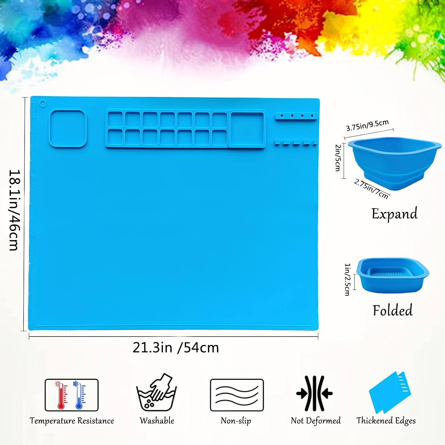 Silicone Craft Mat, Silicone Art Mat With Water Cup Collapsible