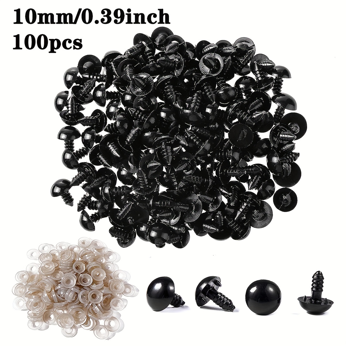 135 Pcs Plastic Safety Eyes And Noses 6-12mm/0.24x0.47in Black Safety Eyes  Doll Making With Washers Small Doll Eyes