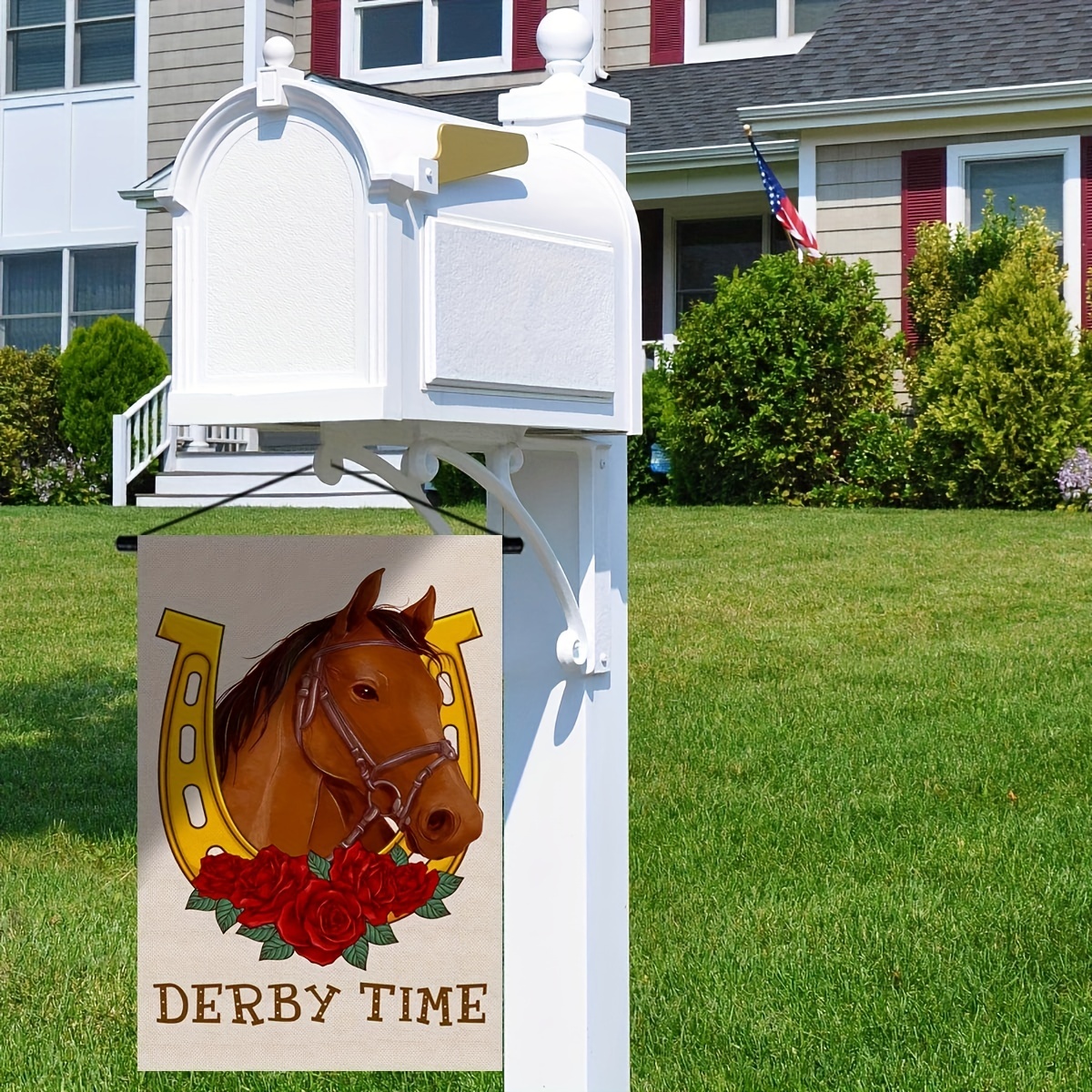 Kentucky Derby Banner Horse Race Party Decorations - Derby Race Run for The Rose Banner Outdoor Yard Sign Hanging Banner for Kentucky Derby Party