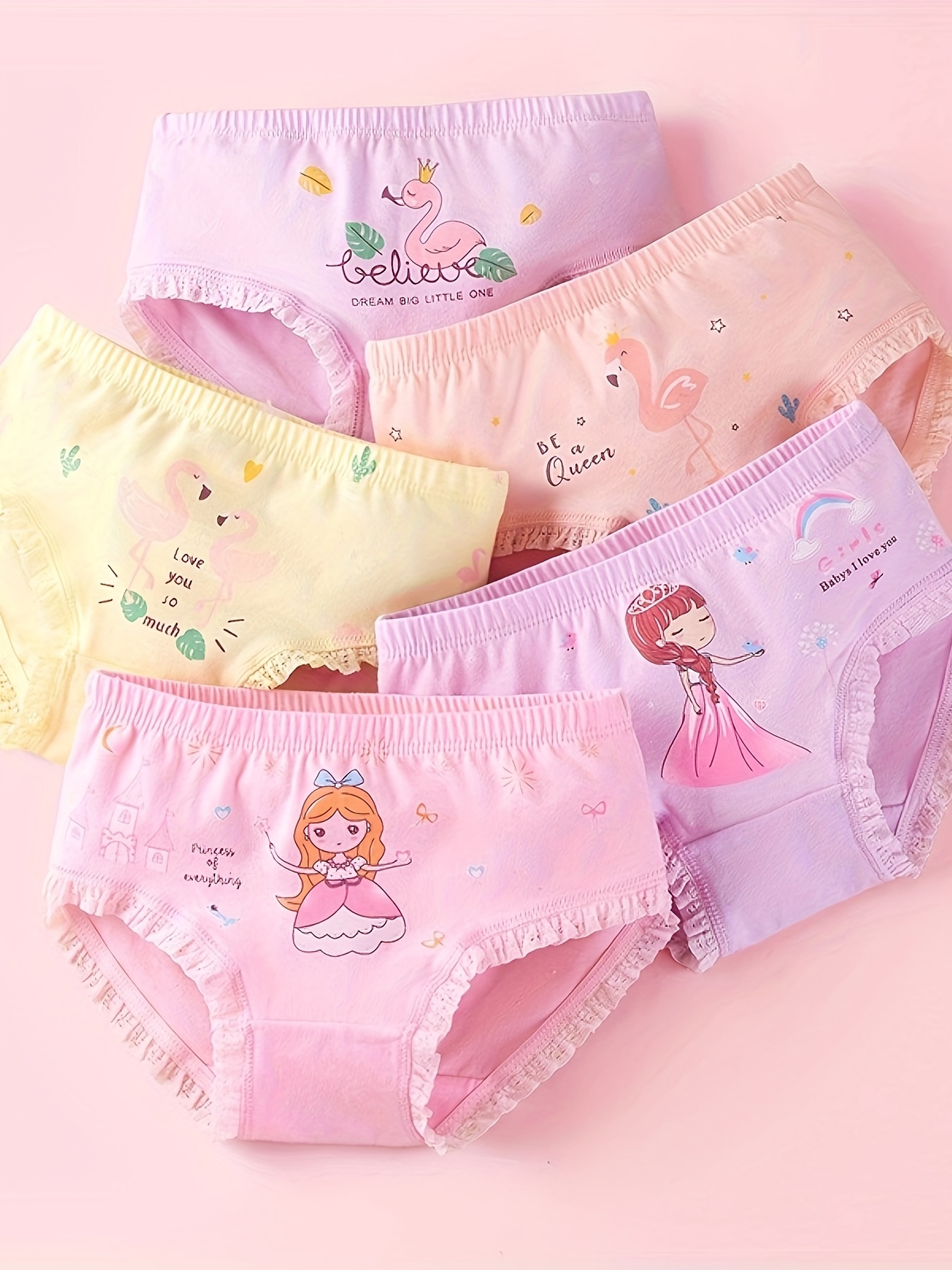 Girls Cotton Briefs Cartoon Print Boyshort Panties Girls - Temu