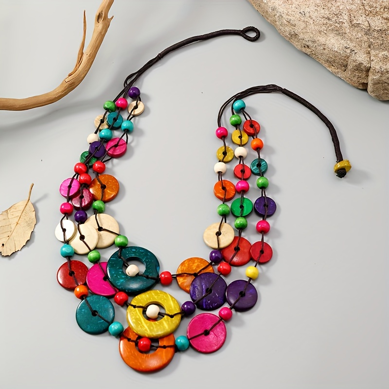 Image of Bohemian Ethnic Style Sweater Chain Retro Coconut Bead Necklace Fashion Unisex Design