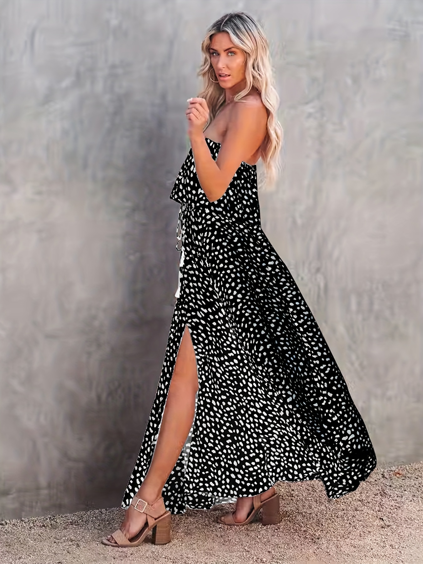 Maxi Tube Robe Fendue C t Robe D contract e Sexy L t Temu France