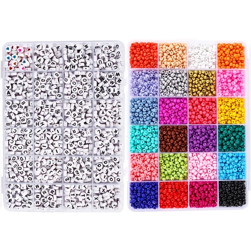 Craft Beads Kit 10800pcs 3mm Glass Seed Beads And 1200pcs Letter